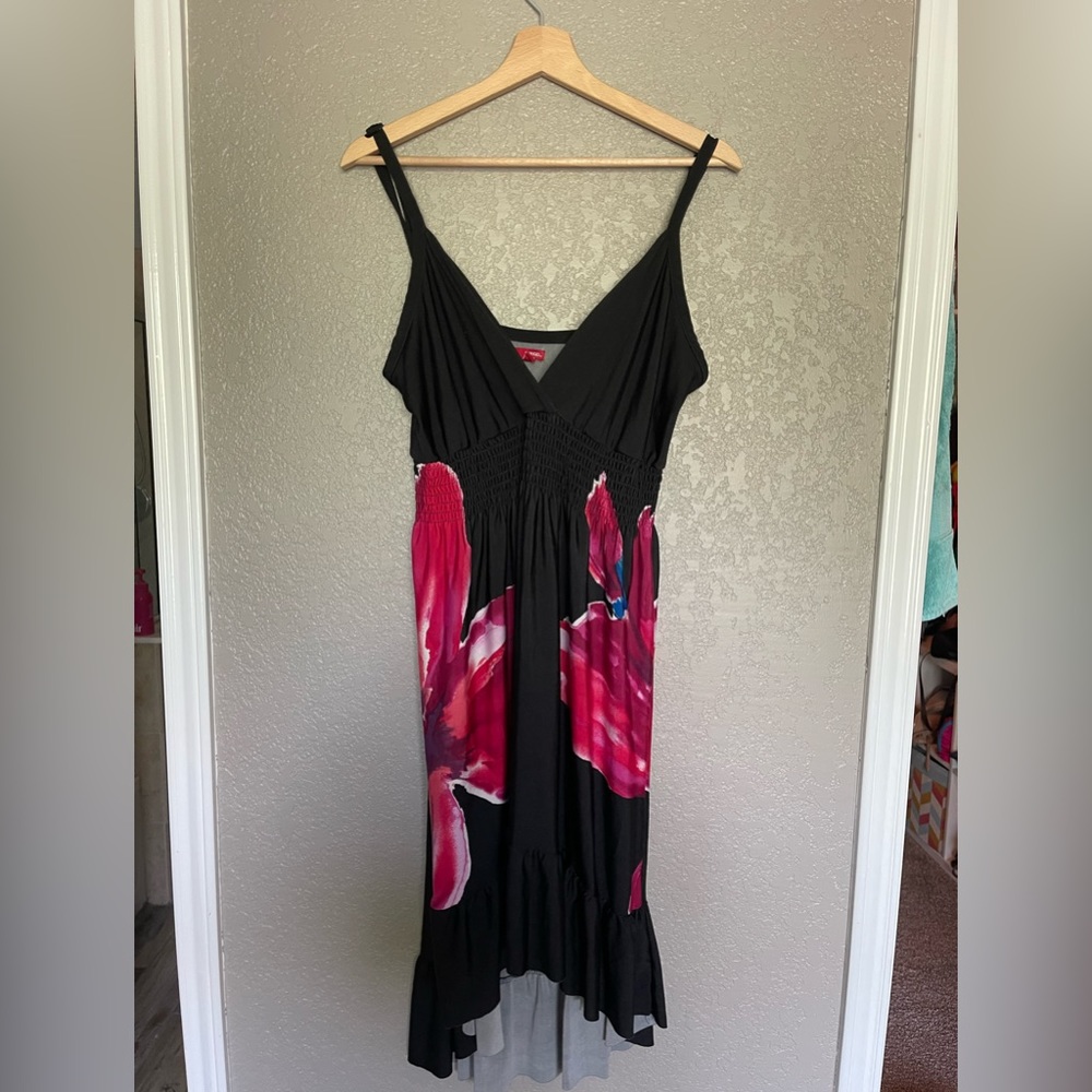 Black dress with floral print